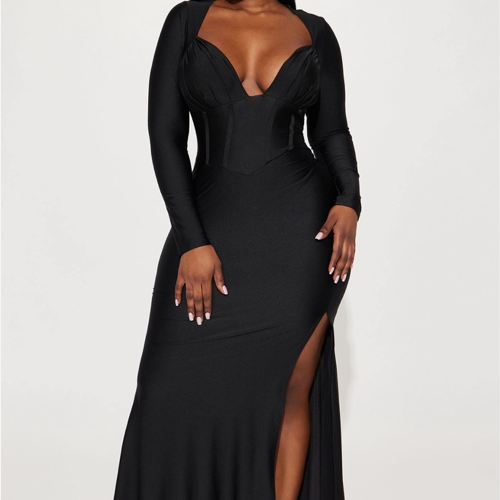 Fashion Nova Black Long Sleeve Gown